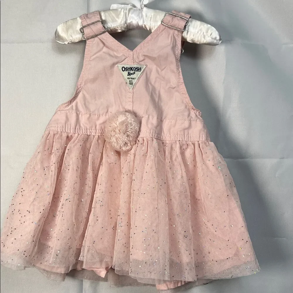 OshKosh B’Gosh Pink bunny and tail tulle skirt overall dress size 24 months
